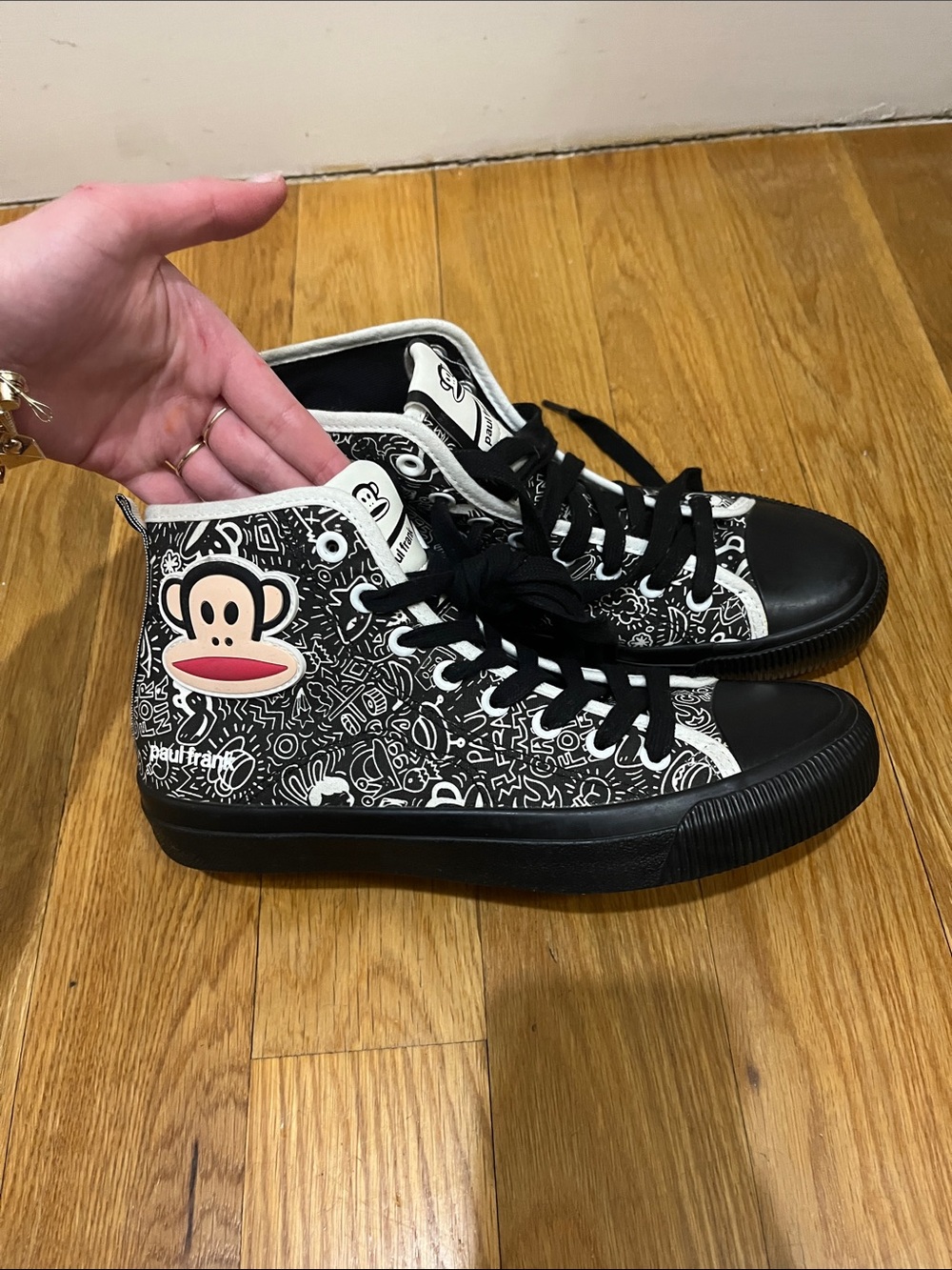 Paul Frank Black & White Doodle High-Tops with Julius Patch